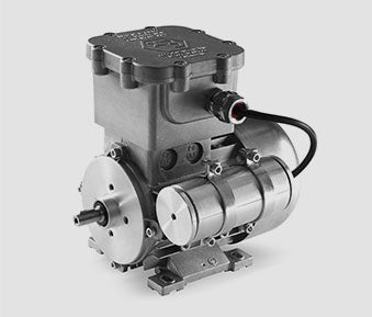 Motor eléctrico monofásico Orange1 Serie O–M con carcasa de aluminio, certificado ATEX, ideal para zonas peligrosas y atmósferas explosivas.